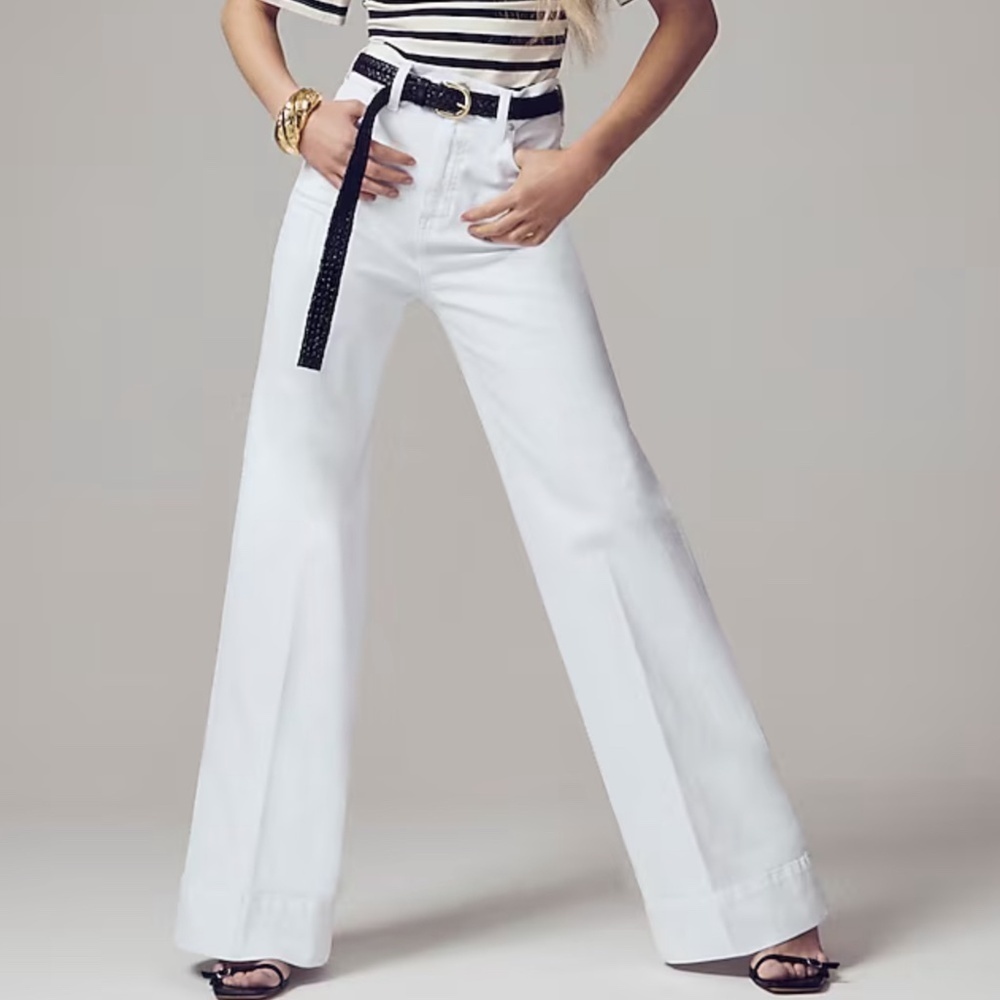 J Crew White Wide Leg Denim Trouser NWT Size 30 Size 32